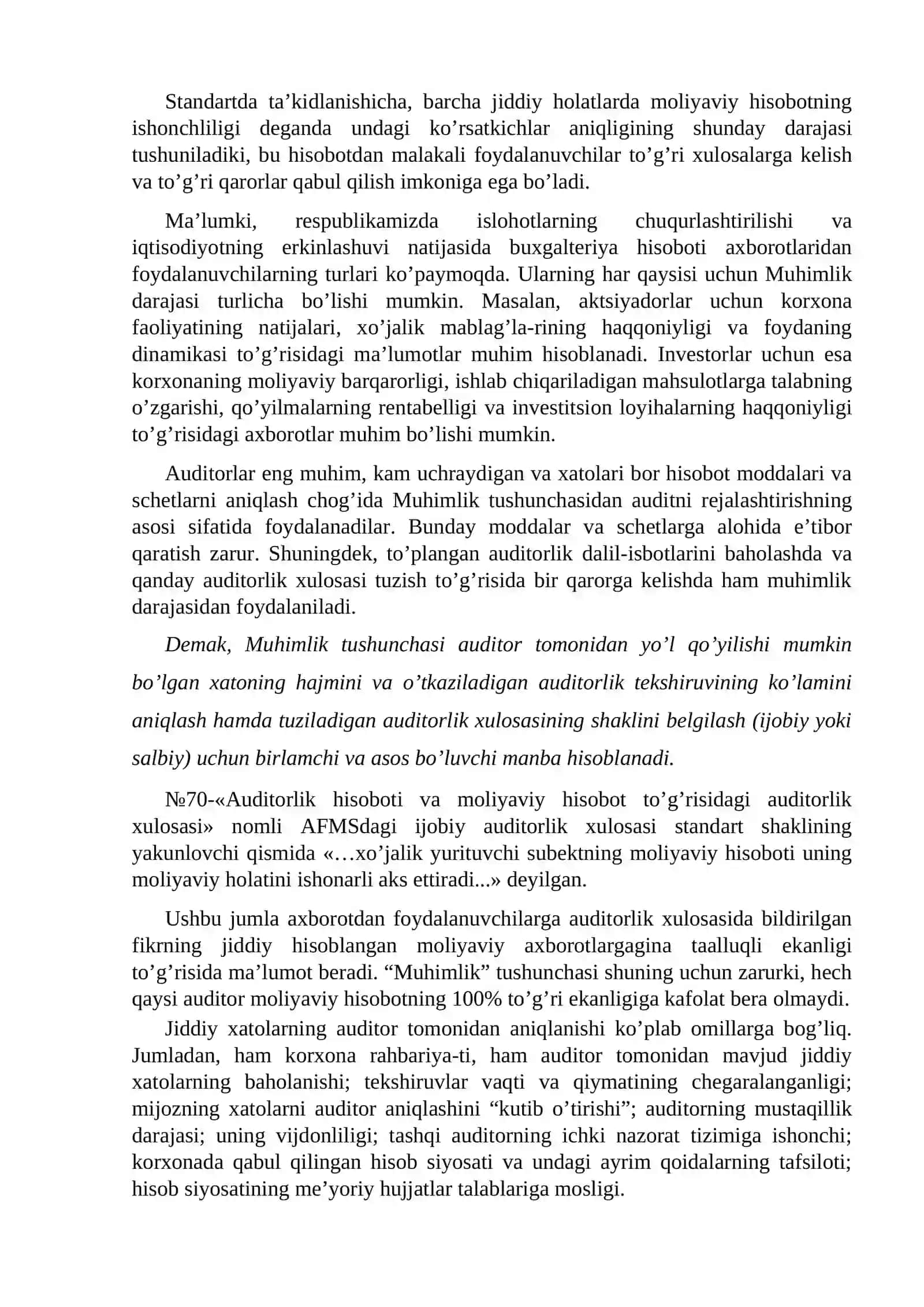 Auditda muhimlik tushunchasi va auditorlik tavakkalchiligi 3