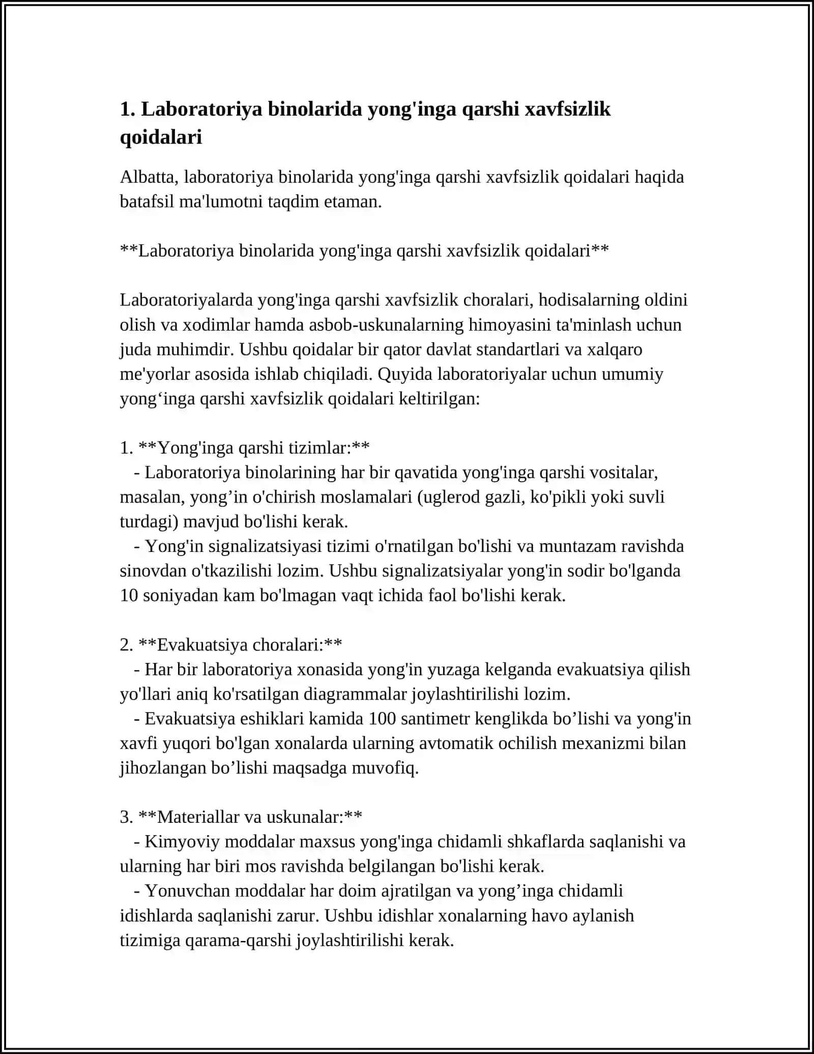 LABORATORIYA BINOLARI, XONALARI VA ISH JOYLARIDA XAVFSIZLIK QOIDALARI 3