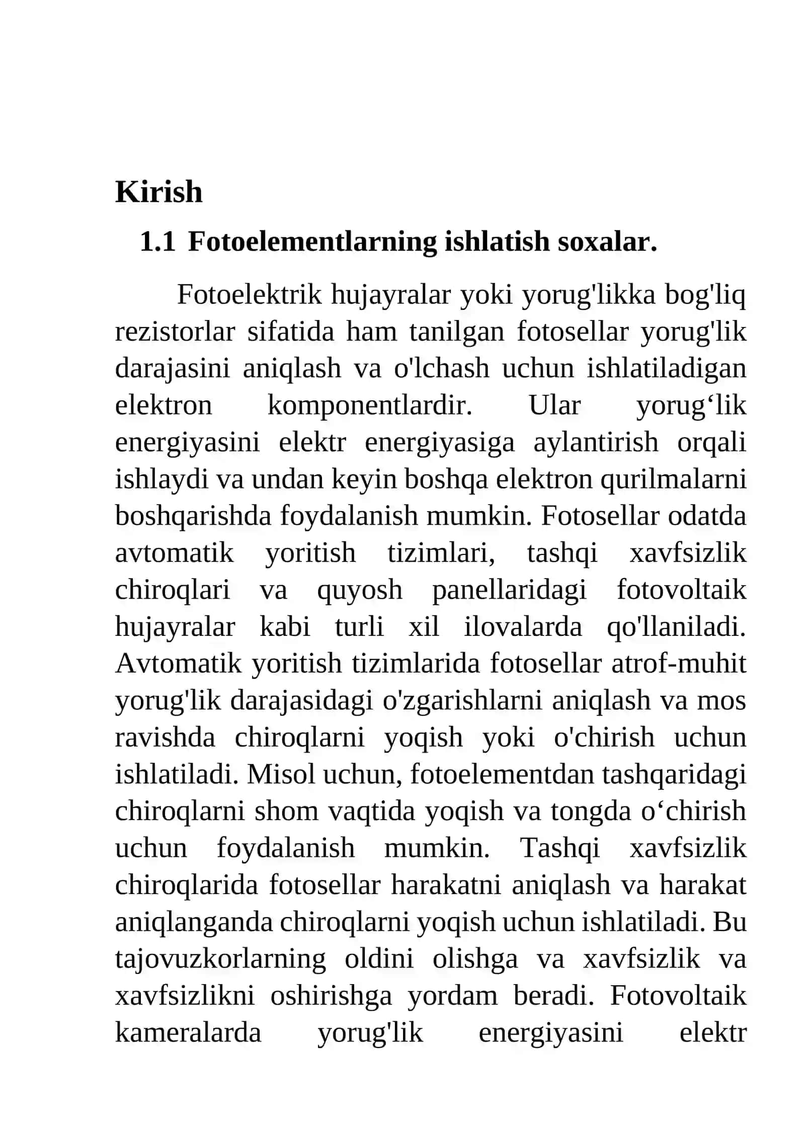 Fotorezistor yordamida xonalarni yoritish chiroqlarini boshqarish KURS ISH 3
