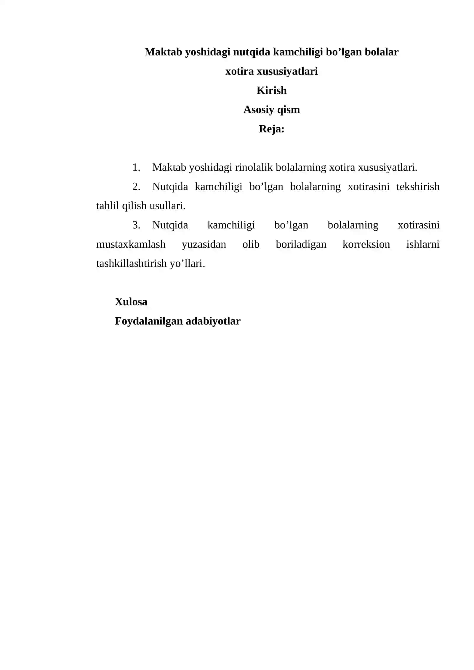 Nutqida nuqsoni bor bolalar xotirasining o’ziga xosligi 3