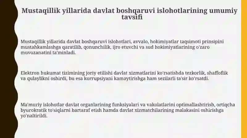 Mustaqillik yillarida davlat boshqaruvi islohotlari 3