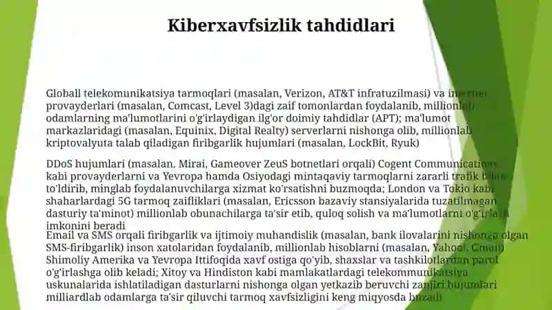 Tarmoqli texnalogiyalari va internet hizmatlari 3