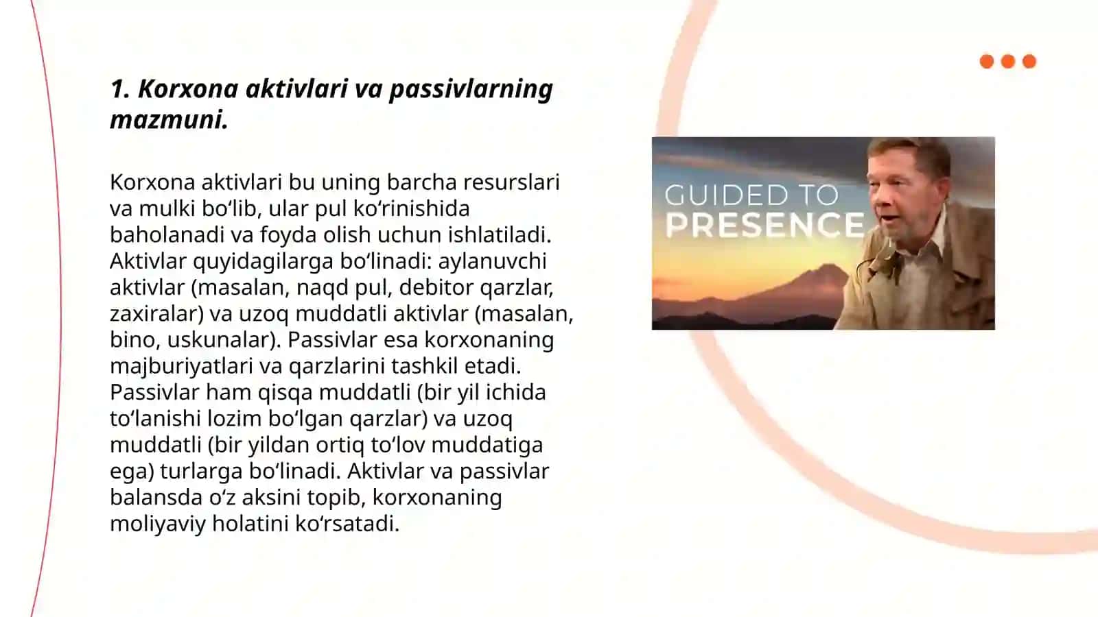 Korxona aktivlari va passivlari harakati to'g'risidagi hisobotlarni yoritib berish va taqdim etish usullari 3