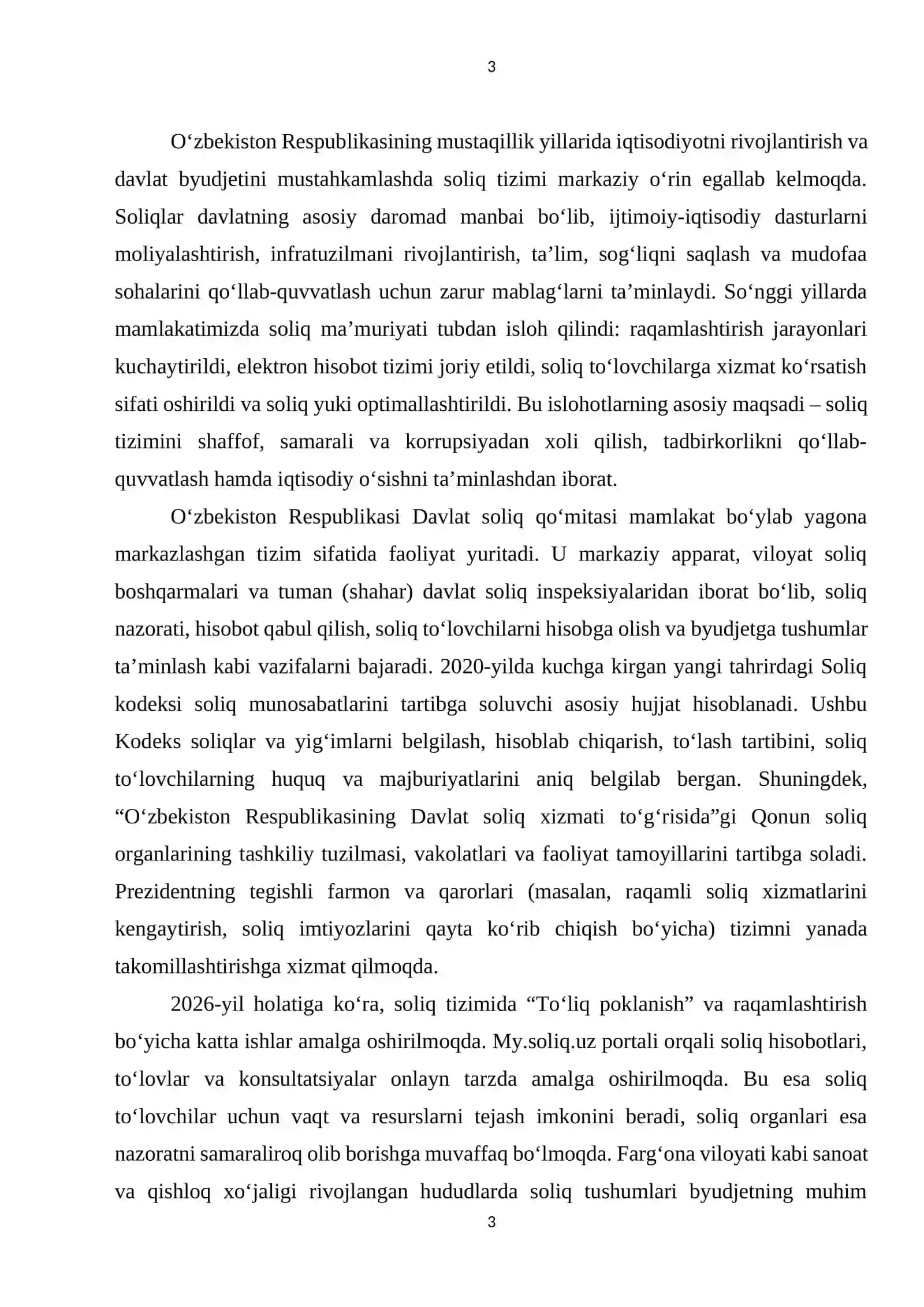 "Soliq Inspeksiyasi" Amaliyot Hisoboti 3