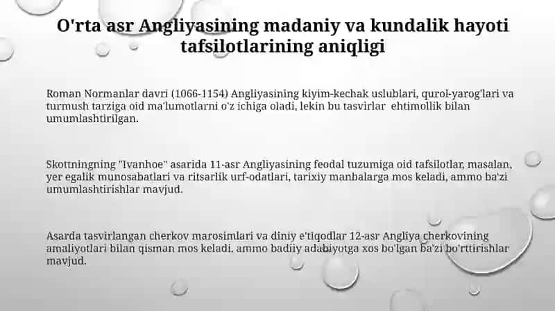 Valter Skottning "Ivanhoe" asarida tarixiylik 3