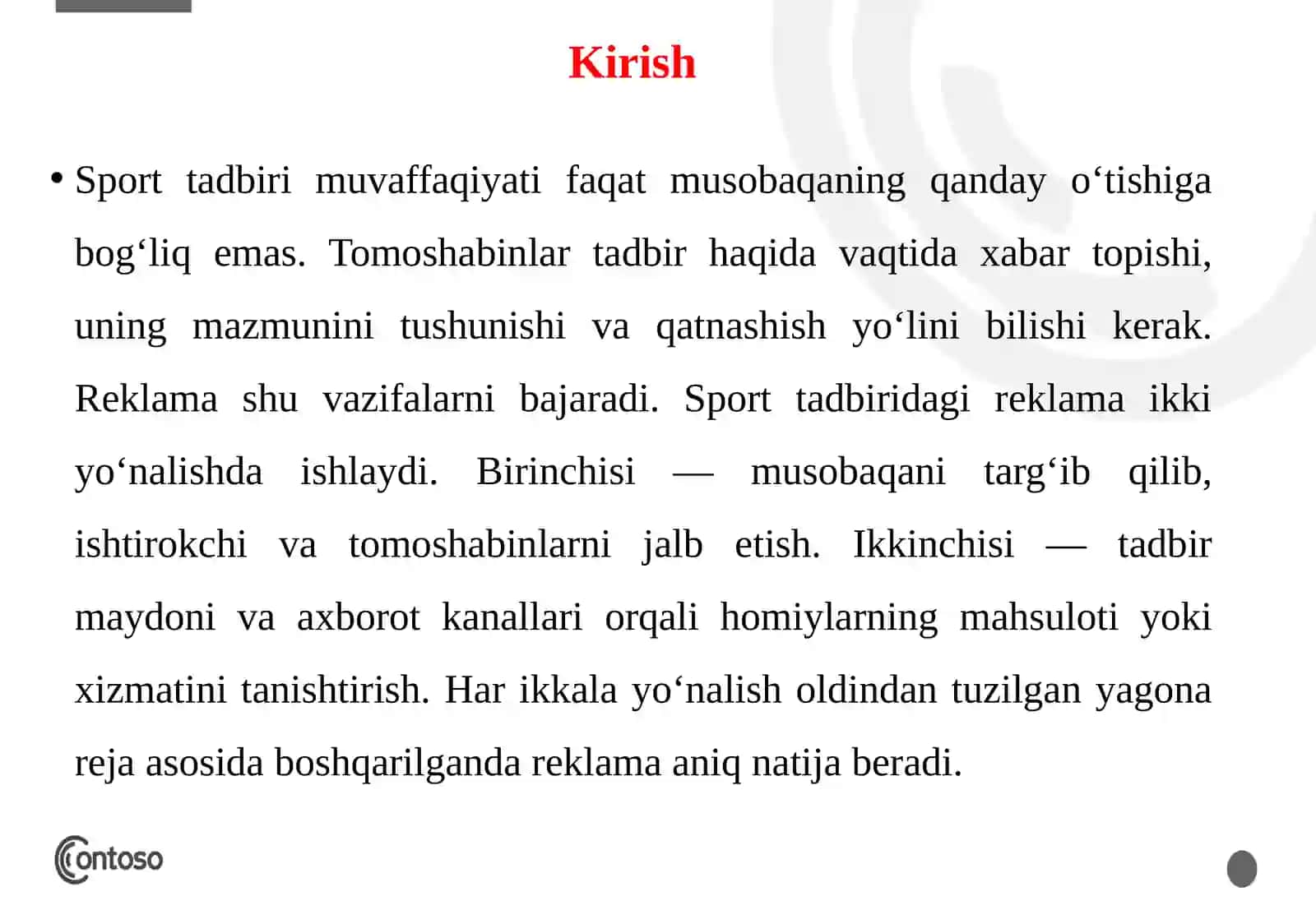 Sport tadbirlarida reklama faoliyatini tashkil etish. 3
