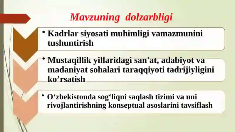 MUSTАQILLIK YILLАRIDА OʼZBEKISTONDА FАN, TА`LIM, SPORT, SАN`АT, АDАBIYОT VА SOGʼLIQNI SАQLАSH TIZIMI RIVOJI. 3