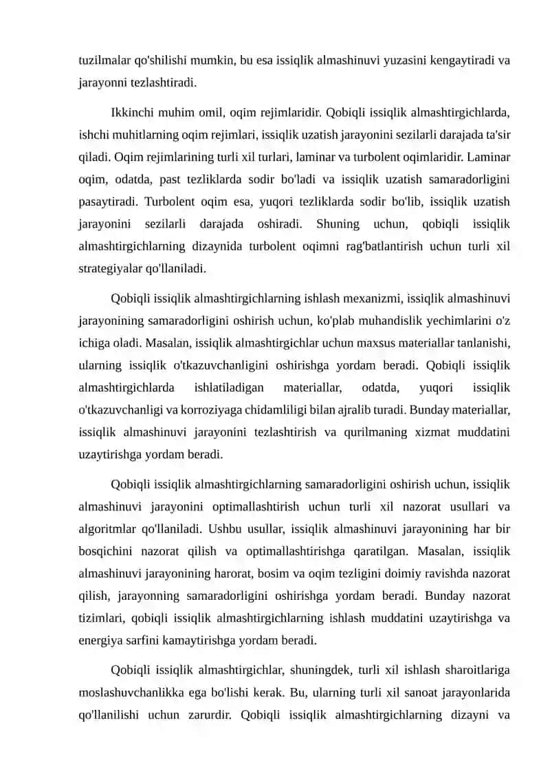 Qobiqli issiqlik almashtirgich gidrodinamik rejimlarini takomillashtirish.1 3