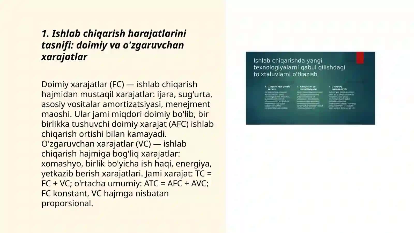 Ishlab chiqarish harajatlari va ularni kamaytirish 3