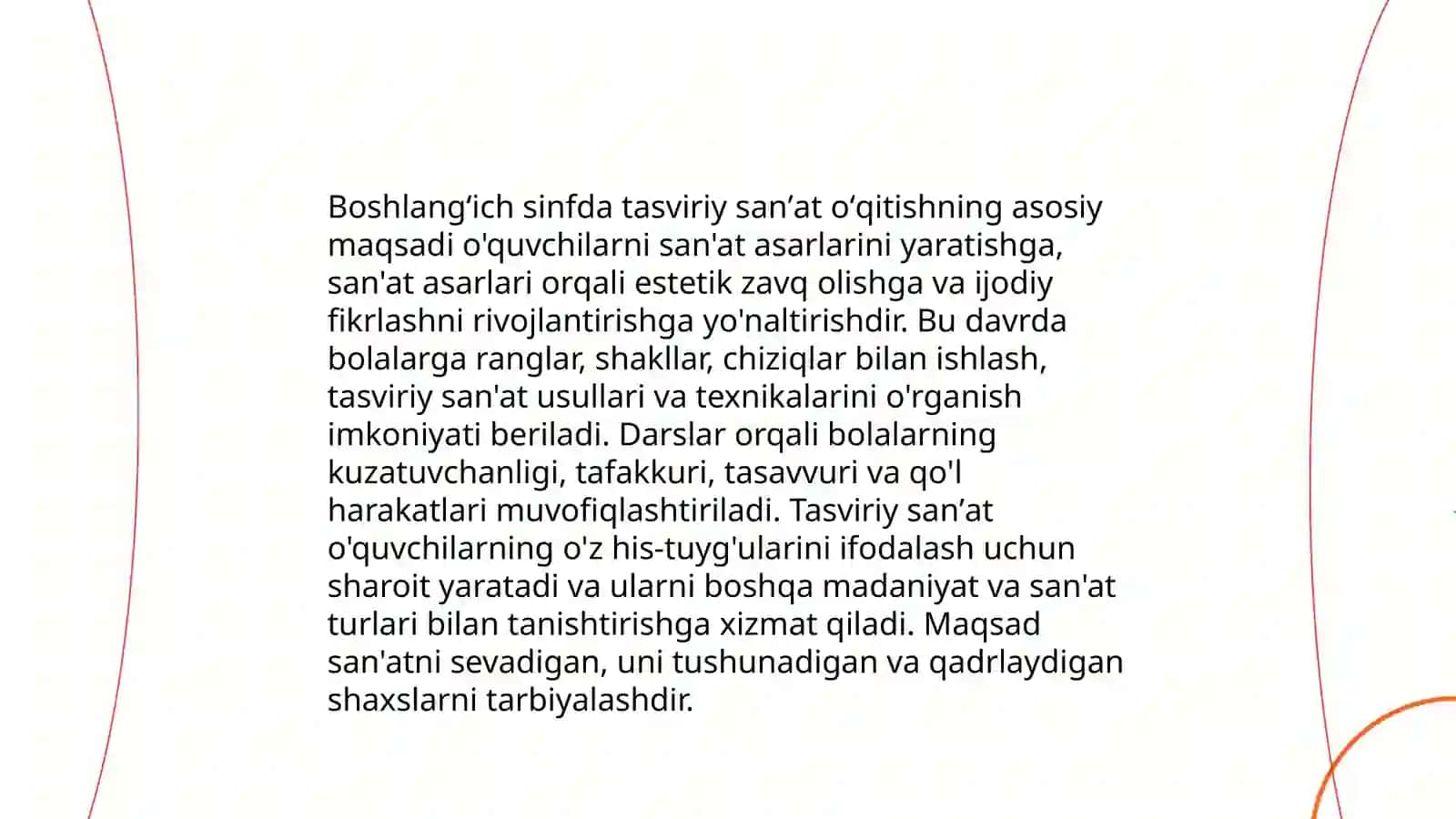 Boshlangʻich sinfda tasviriy sanʼat oʼqitish maqsadlari va vazifalari 3