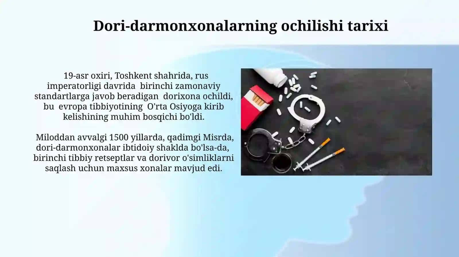 Insoniyat tarixida dorixonalar, kasalxonalar va tibbiyot maktablarining ochilishi 3