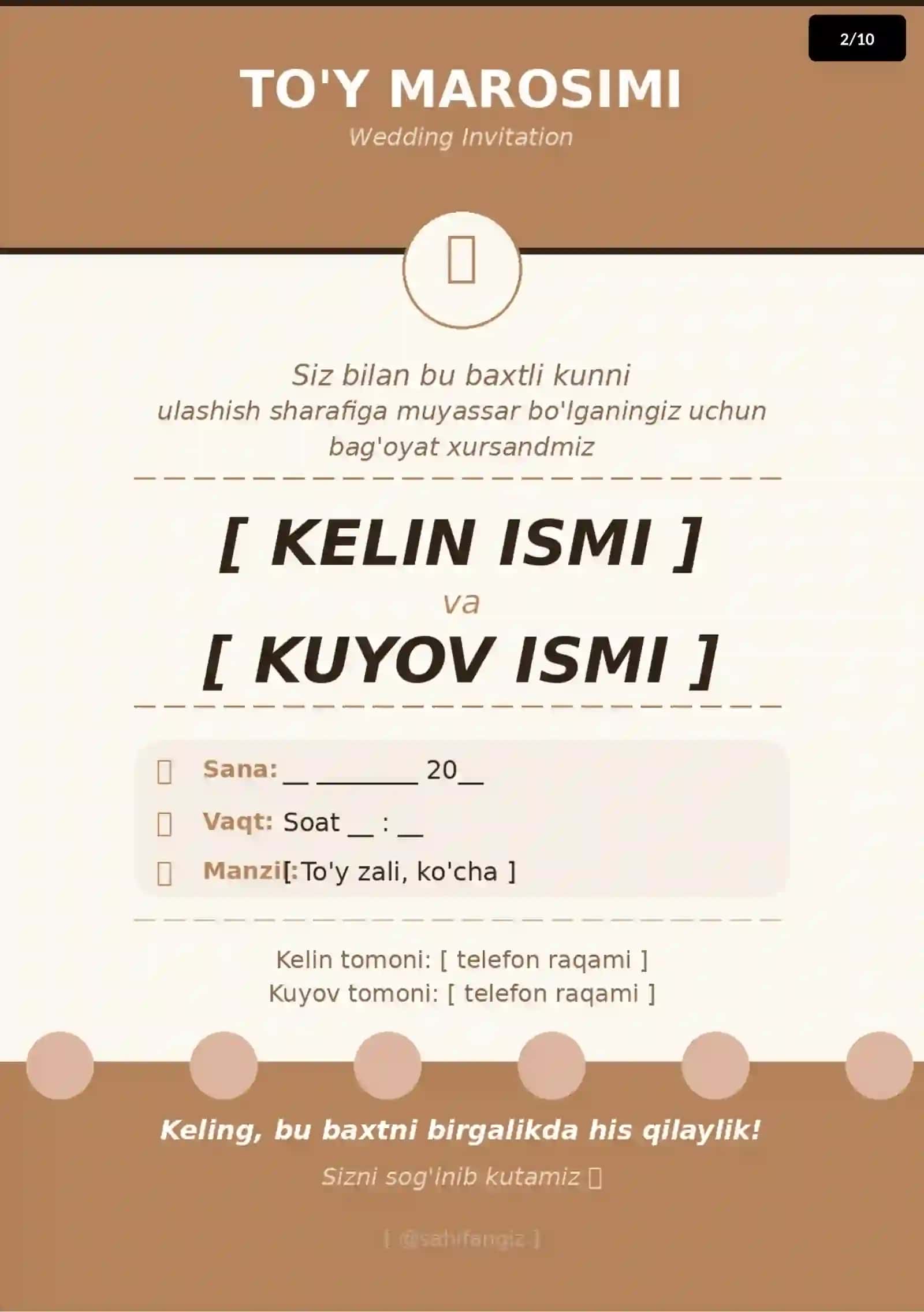 To'y va Bayram Taklifnoma Paketi — 10 ta Professional Shablon (PPTX) 3