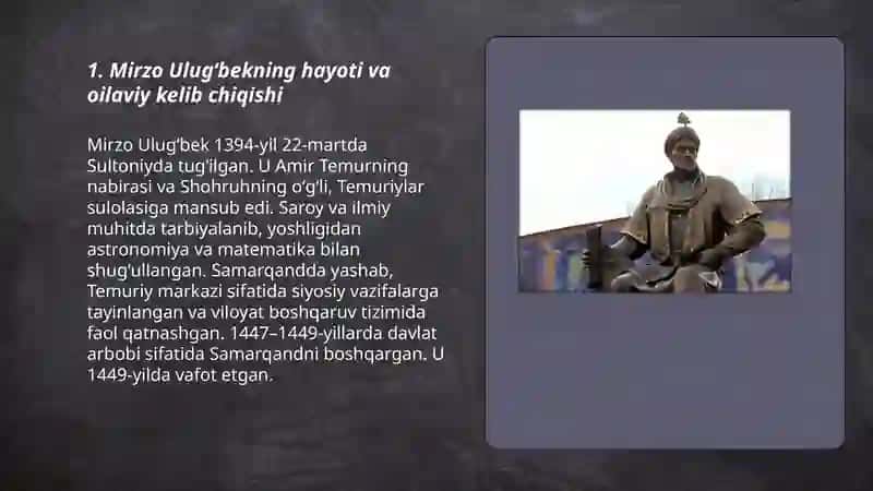 Mirzo Ulugʻbekning hayoti va oilaviy kelib chiqishi 3