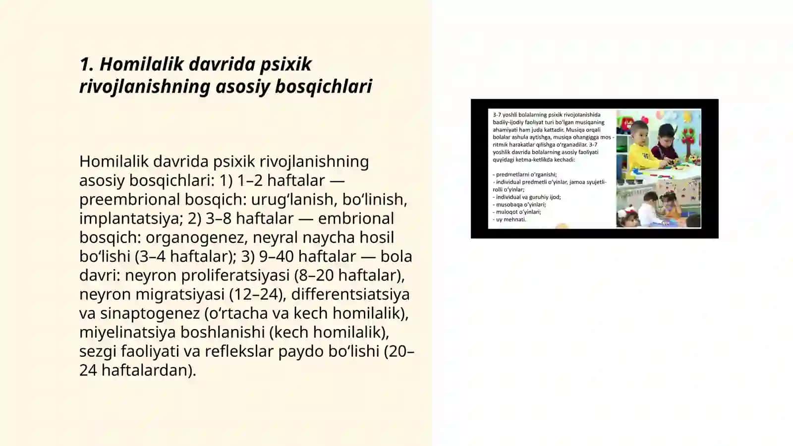 Ontogenezning ilk bosqichlaridan psixik rivojlanish xususiyatlari 3
