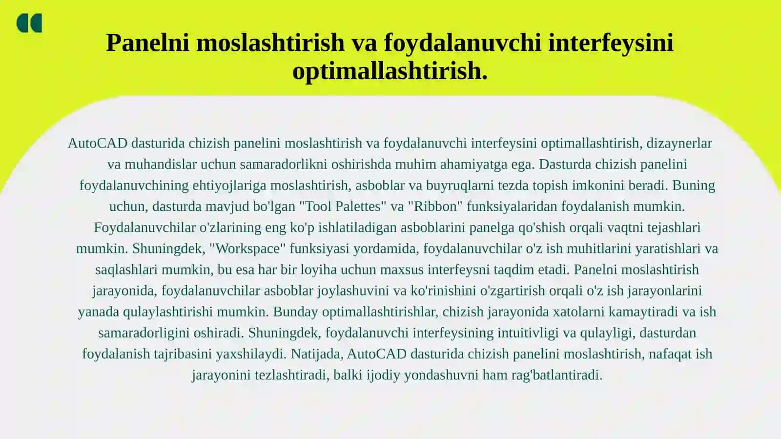 AutoCAD dasturida chizish paneli haqida ma'lumot 3