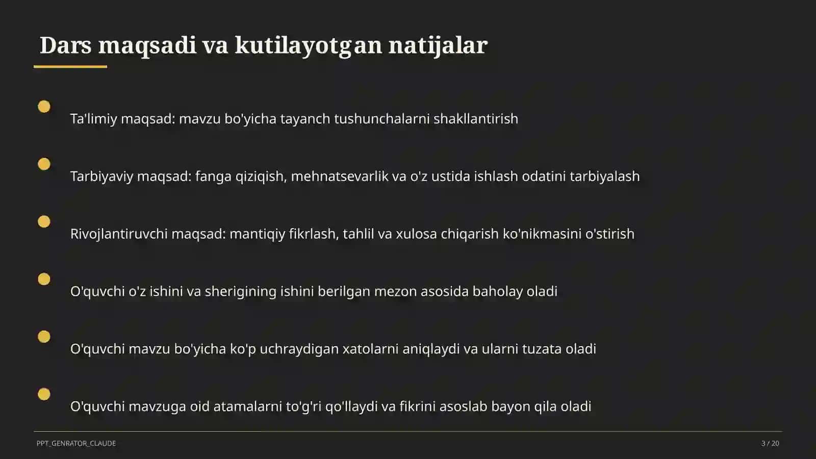 Sinf soati va tarbiyaviy tadbirlar (1–11) — o'qituvchilar uchun 3