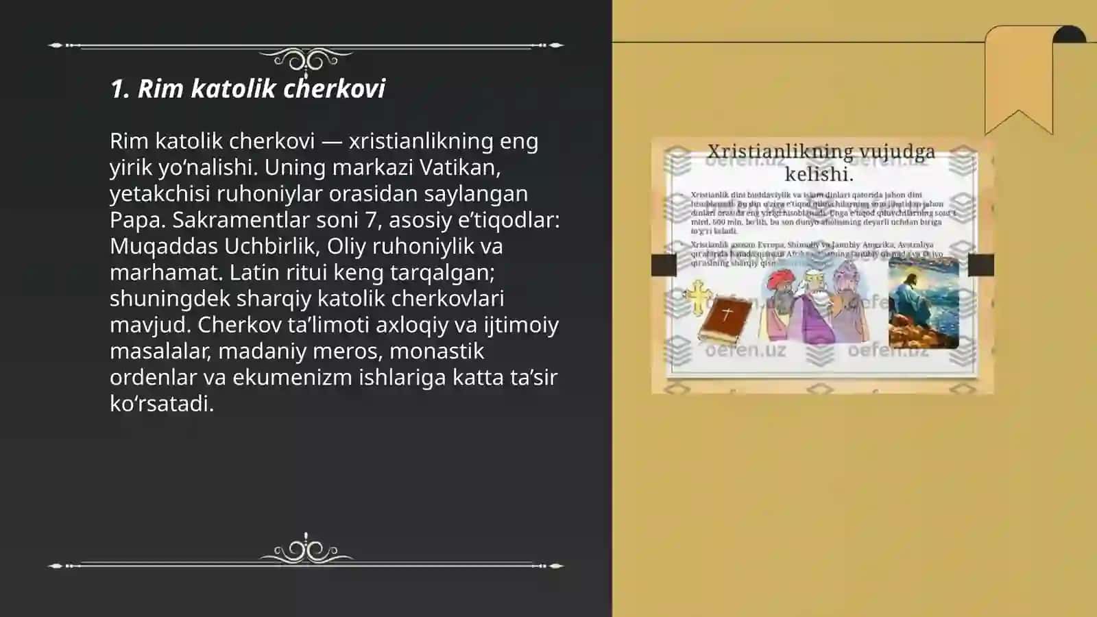 "Xristianlik dinidagi yo‘nalishlar va oqimlar" 3