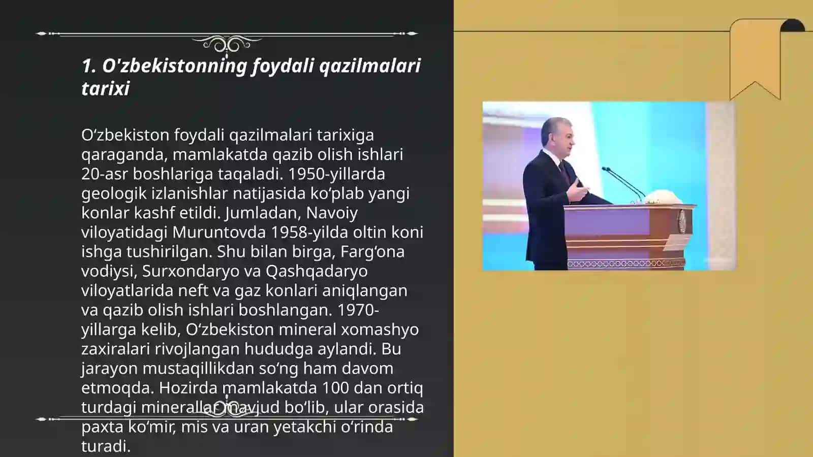 Mavzu: O'zbekistonning foydali qazilmalari tarixi 3
