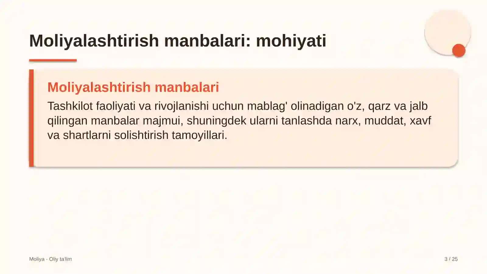 Dam olish maskanlarida moliyalashtirish manbalari 3
