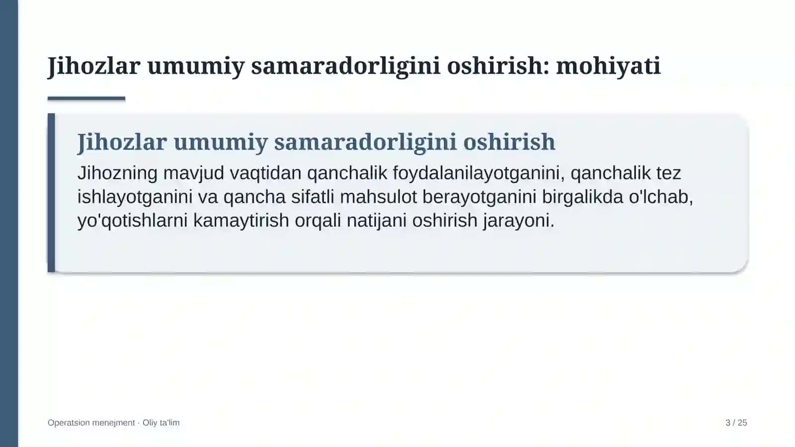 Elektron tijoratda jihozlarning umumiy samaradorligini oshirish 3