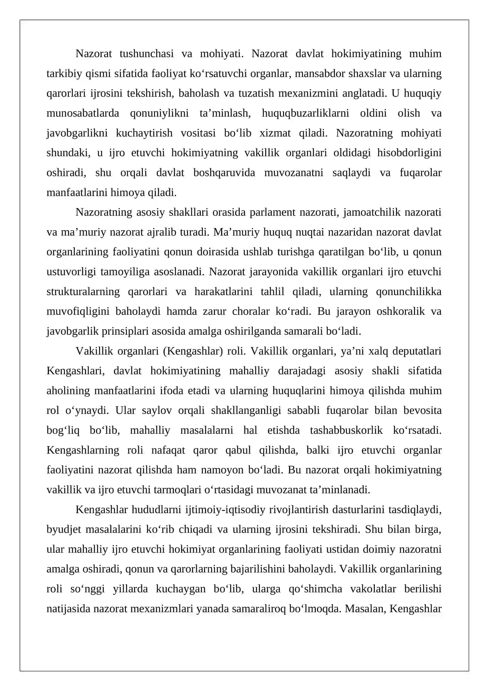 Mahalliy davlat hokimiyati organlari faoliyati ustidan vakillik organlari nazorati: nazariy-huquqiy yondashuv 3