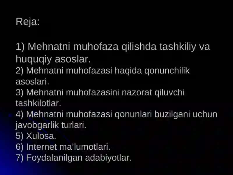 Mehnatni muhofaza qilishning qonuniy – huquqiy asoslari 3