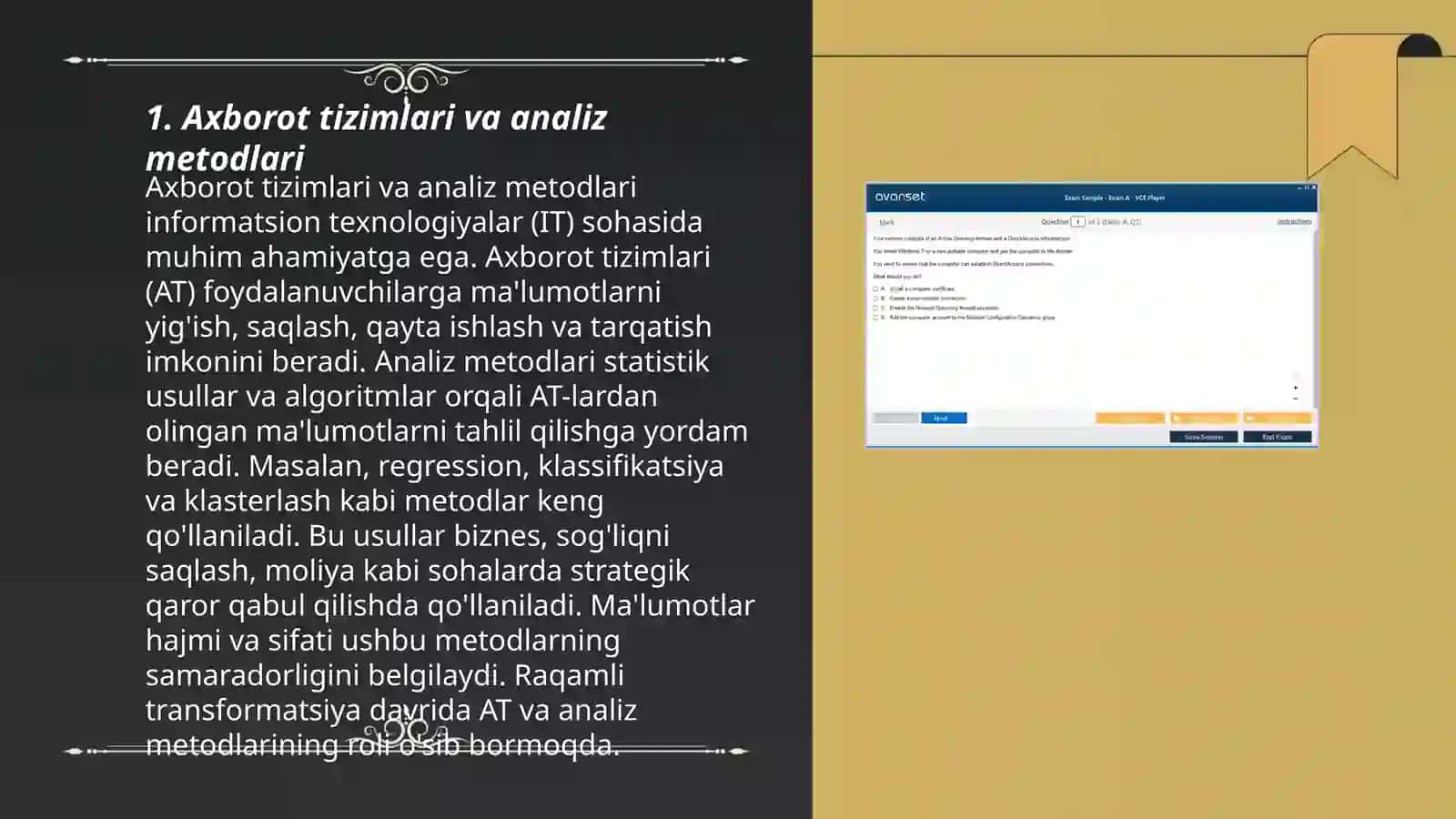 Axborot tizimlari va analiz metodlari 3
