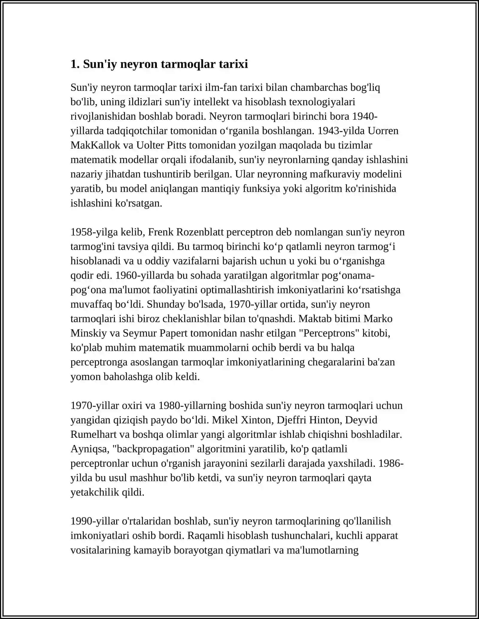 SUNʼIY NEYTRON TARMOQLAR YORDAMIDA TIZIMLARNI MODELLASHTIRISH 3