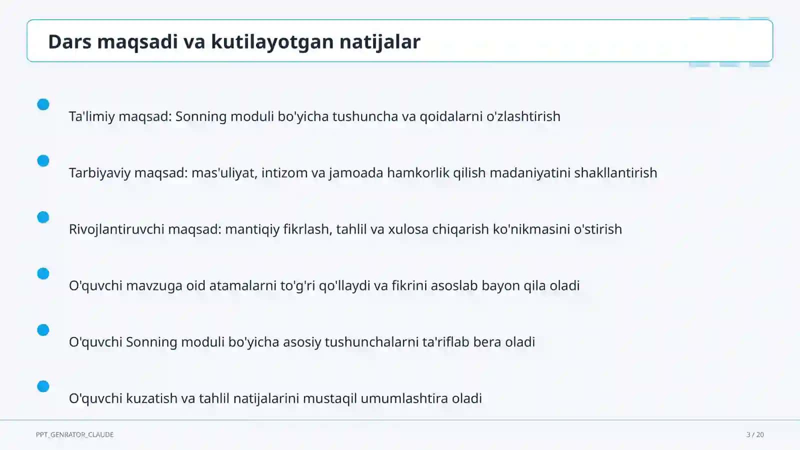 Sonning moduli (6-sinf) 3