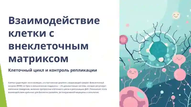 Отношение между клеткой и внеклеточным матриксом клеточный цикл и механизмы контроля клеточной репликации 3