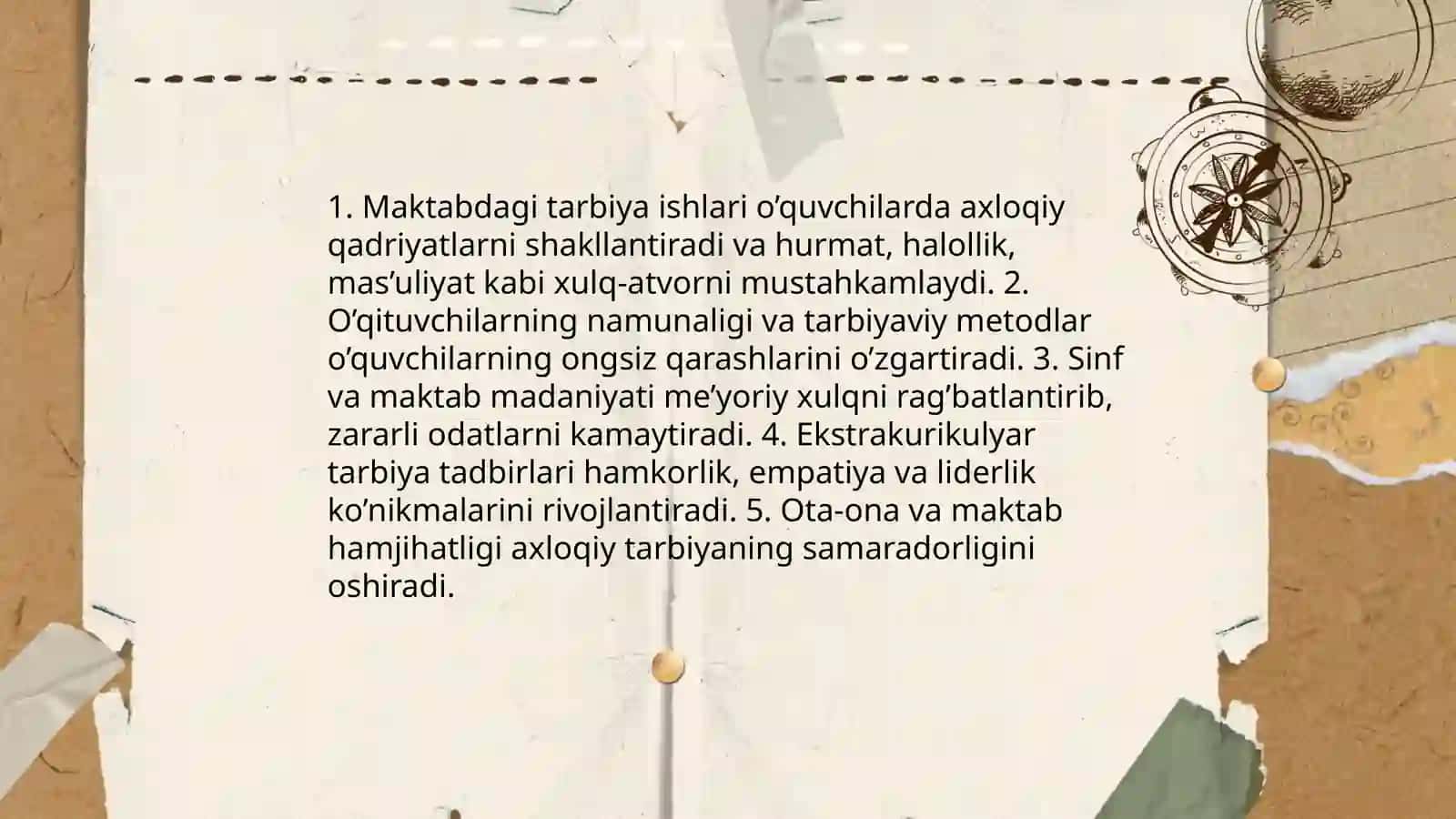 Maktabdagi tarbiya ishlarini o’quvchi tarbiyasiga ta’siri 3