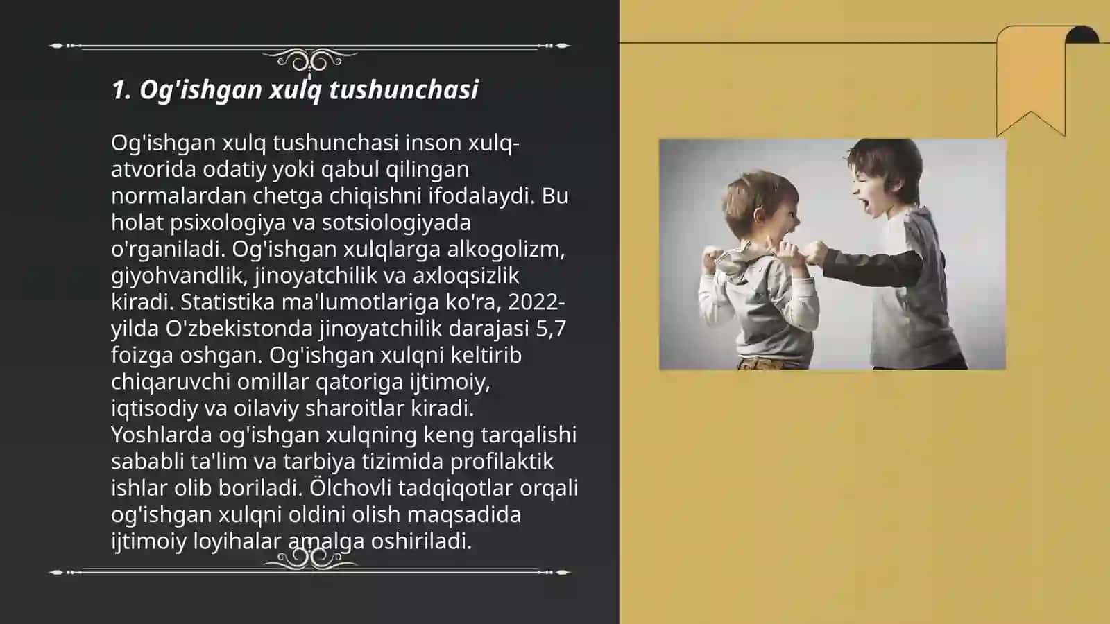 Og'ishgan xulq klassifikatsasi 3