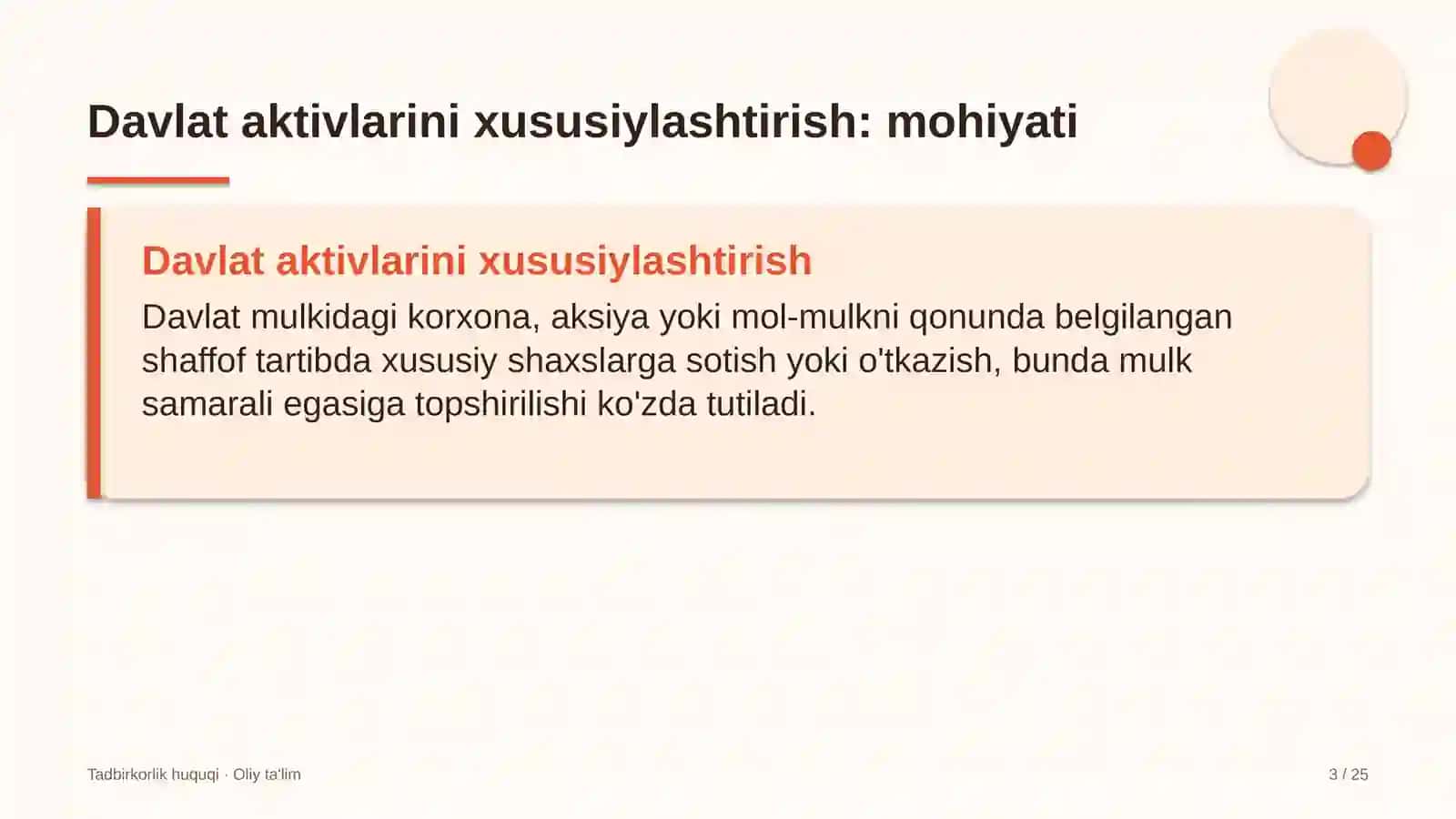 Dehqon xo'jaliklarida davlat aktivlarini xususiylashtirish 3