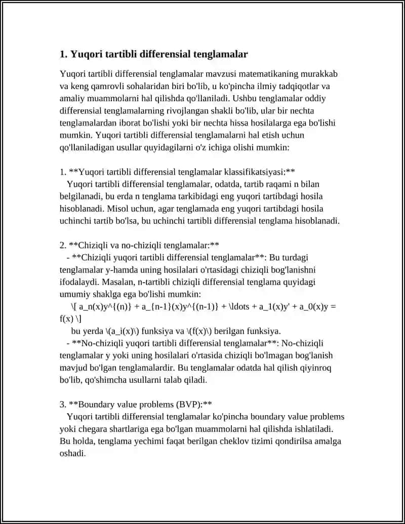 YUQORI TARTIBLI DIFFERENSIALLAR 3