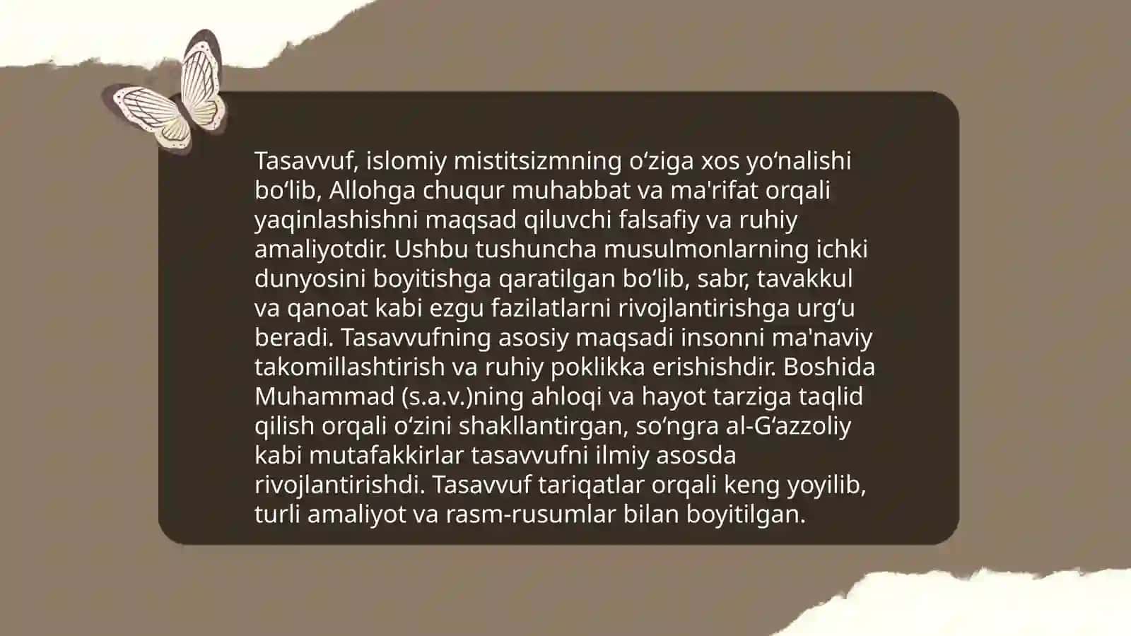 Tasavvufning mavzusi, ta'rifi va g'oyasi 3