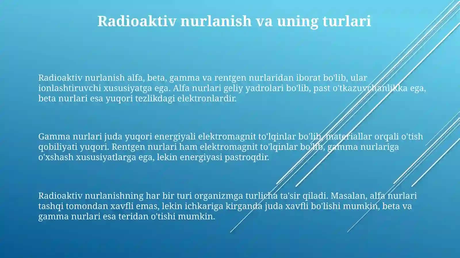 Redaktiv nurlanish.Nur kasalligi.Redaktivlikning organizmga taʼsiri 3