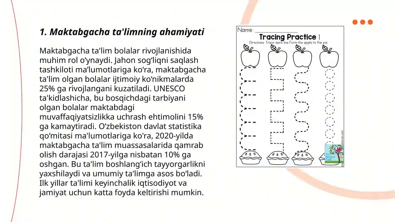 Reja: Maktabgacha yoshdagi bolalarni o'quv ish rejasini to'g'ri tashkil etish 3