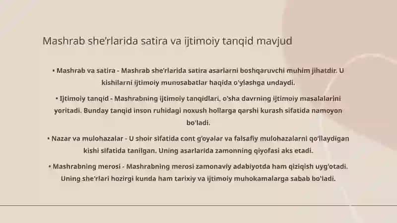 Mashrab satirik ruhidagi she’rlarning poetik xususiyatlari 3