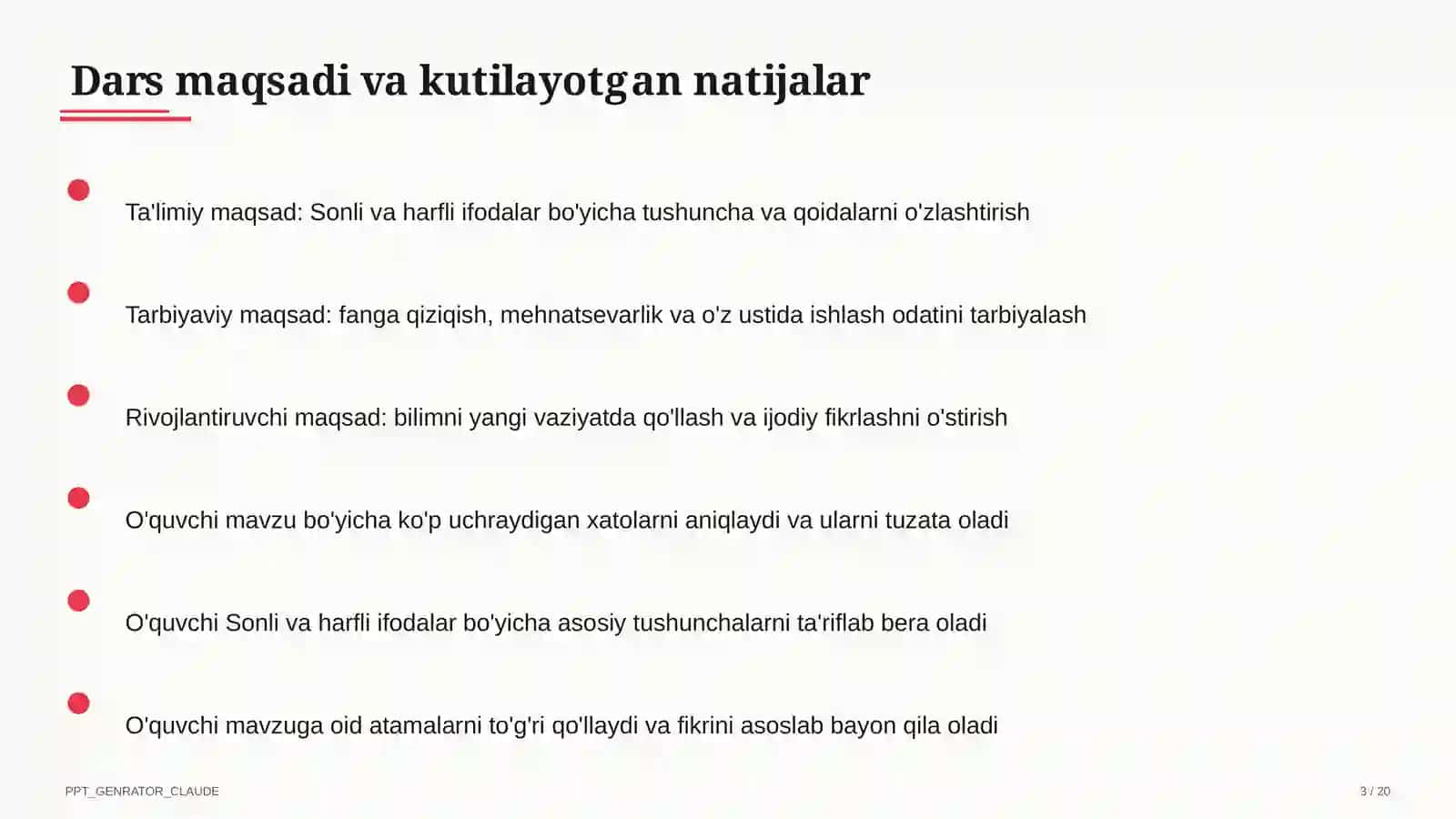 Sonli va harfli ifodalar (5-sinf) 3