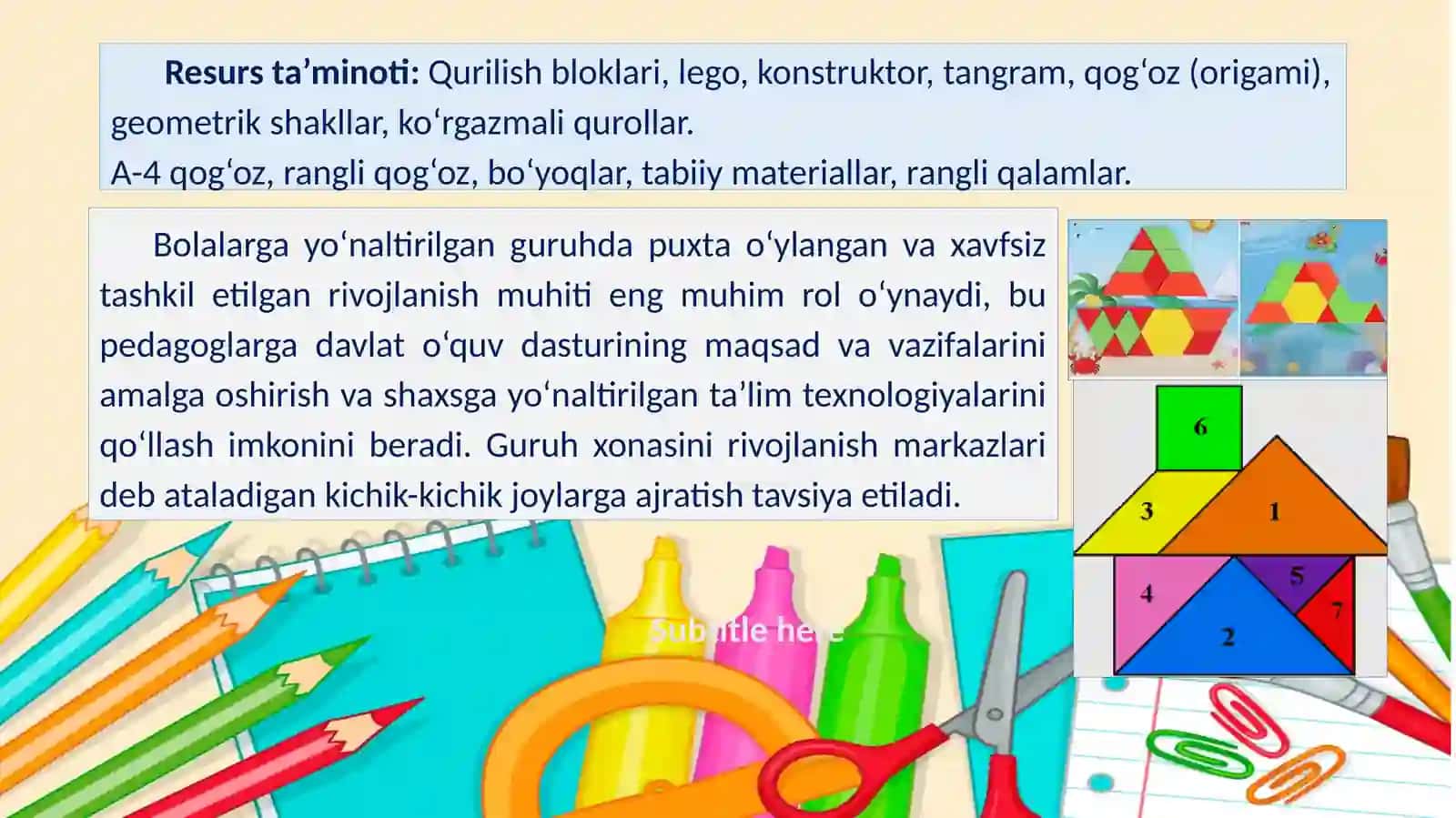 MTTda tasviriy faoliyat mashg’ulotlari jihozlariga qo’yilgan talablar 3
