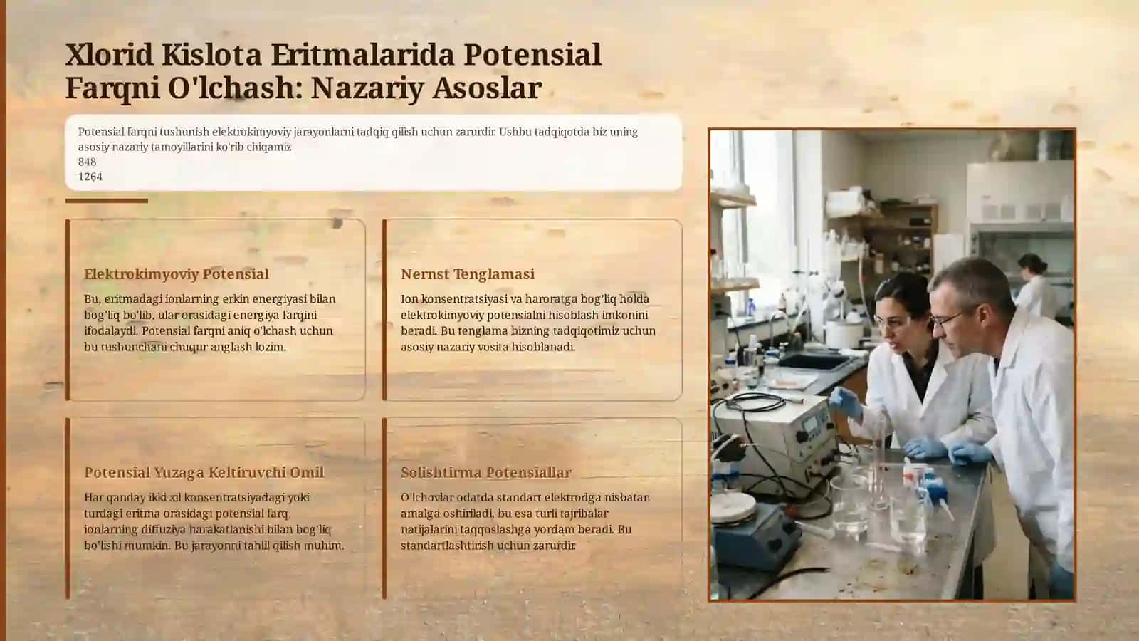 Xlorid kislota eritmalariaro yuzaga keladigan potensiallar farqini o'lchash va hisoblash 3