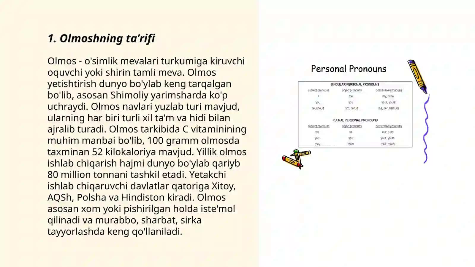 Olmoshning taʼrifi va uning eski oʻzbek tilida qoʻllanish xususiyatlari 3