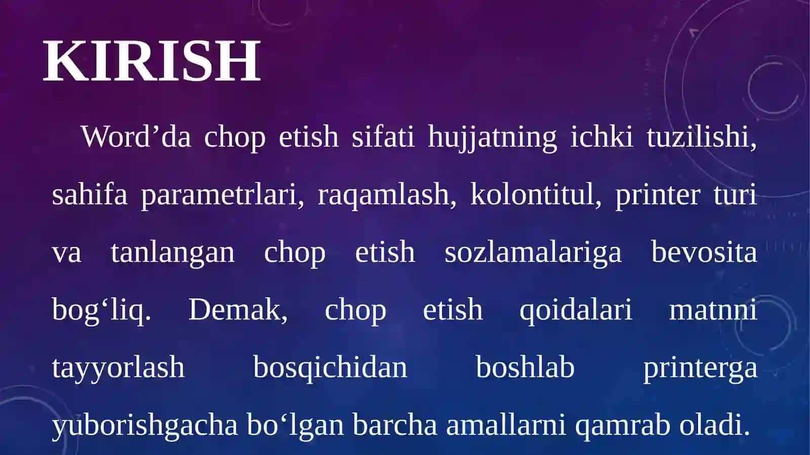 Worddagi chop etish qoidalari 3