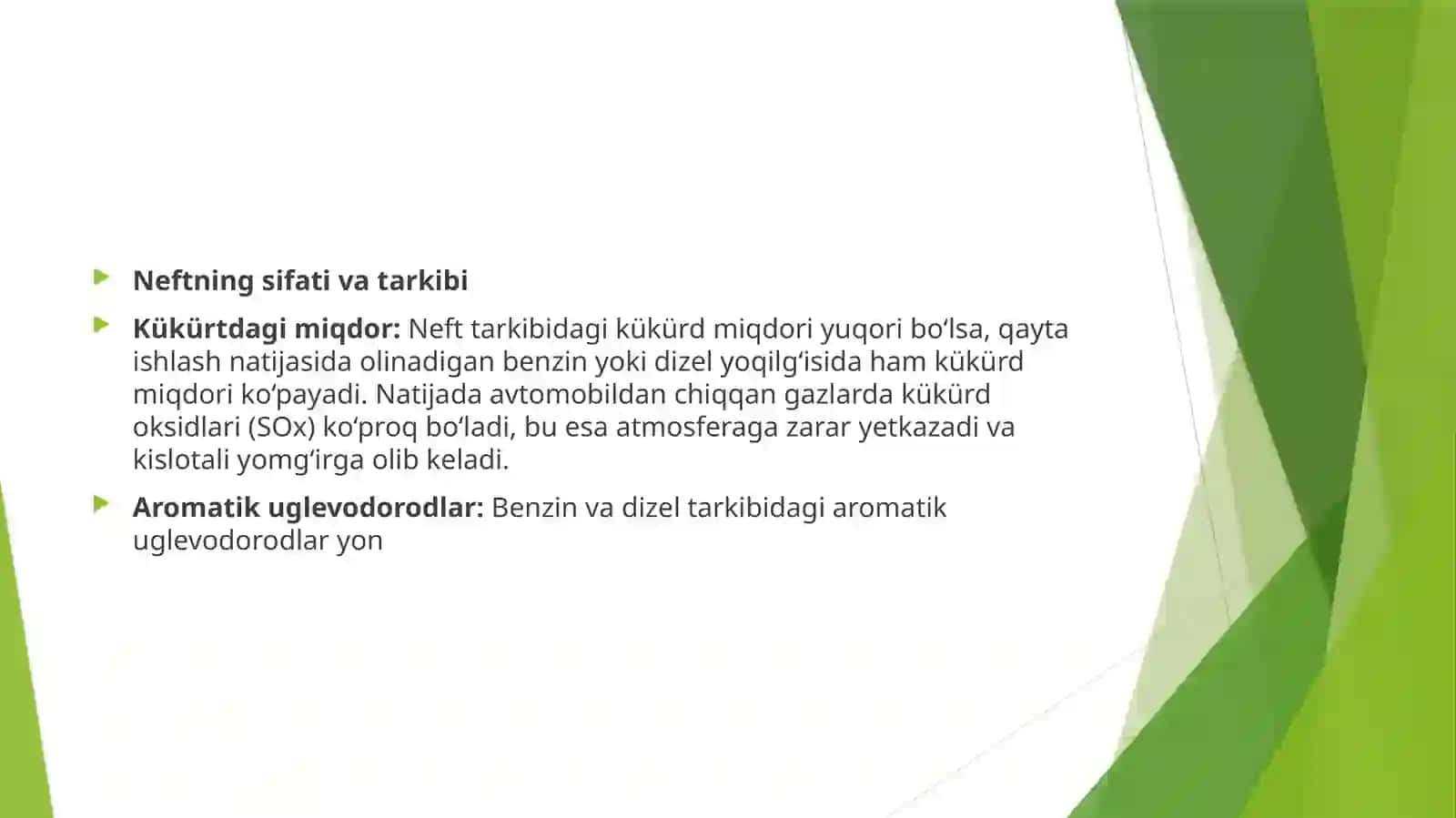 SAMARIDDINNING NEFT-GAZ SANOATI DAEKOLOGIK XAVFSIZLIK FANIDAN TAYYORLAGAN TAQDIMOTI 3