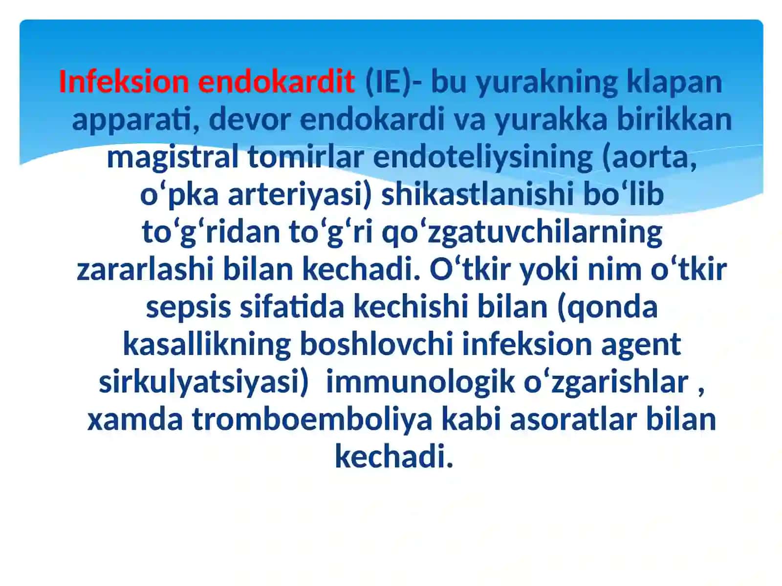 Infeksion endokardit Diagnostikasi davolashi 3