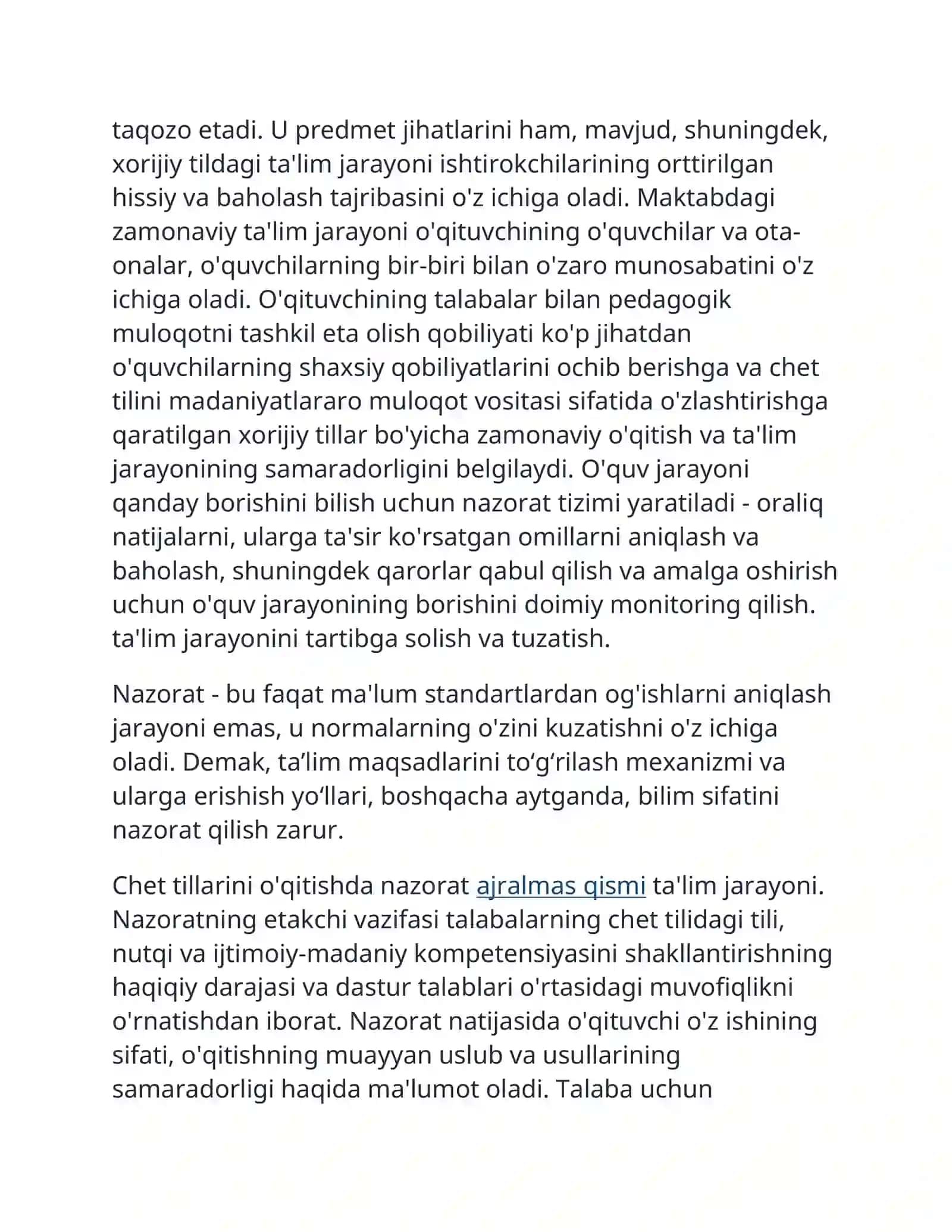 Chet tili bo'yicha bilim,ko'nikma va malakalarni nazorat qilish turlari va shakillari 3