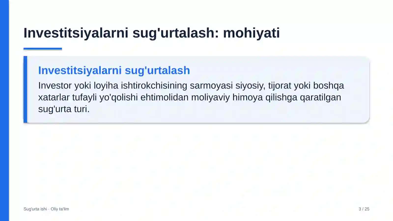 Elektronika sanoatida investitsiyalarni sug'urtalash 3