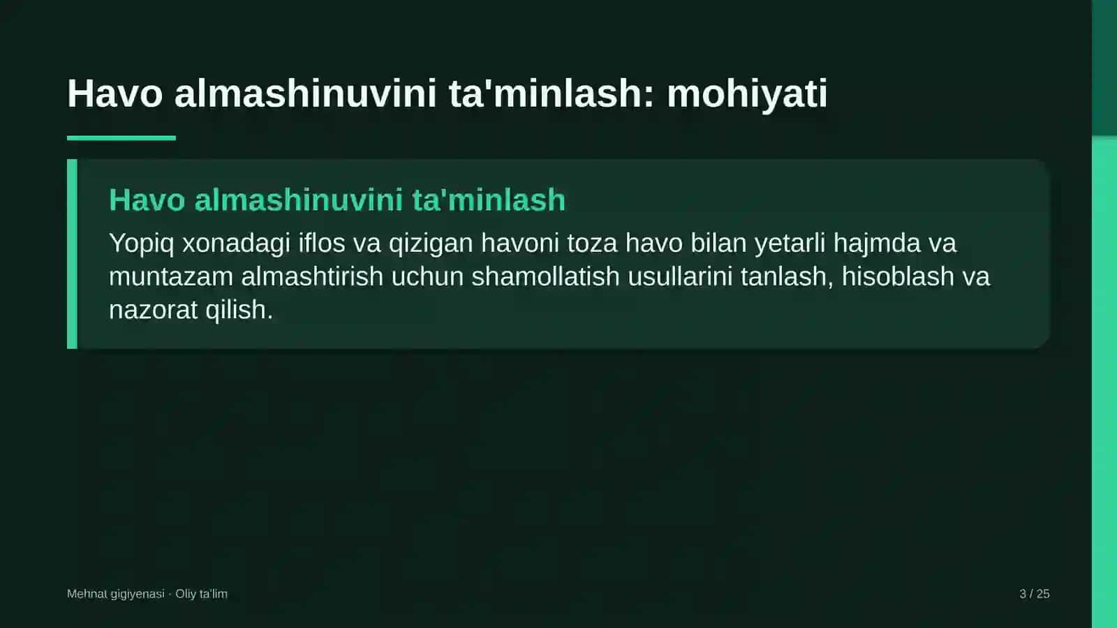 Mehnat gigiyenasi · Oliy ta'lim 3
