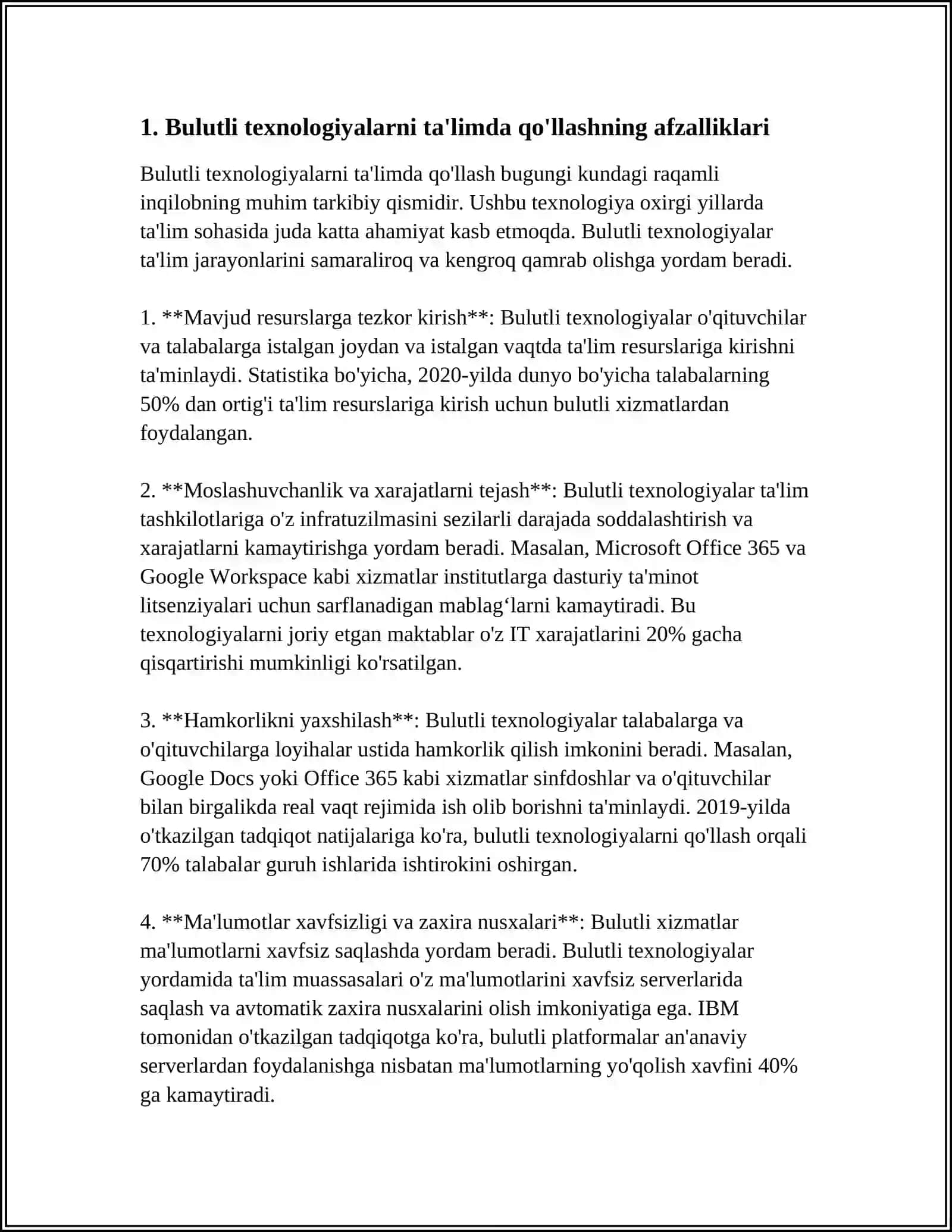 BULUTLI TEXNOLOGIYALARNING TA'LIMIY IMKONIYATLARI 3