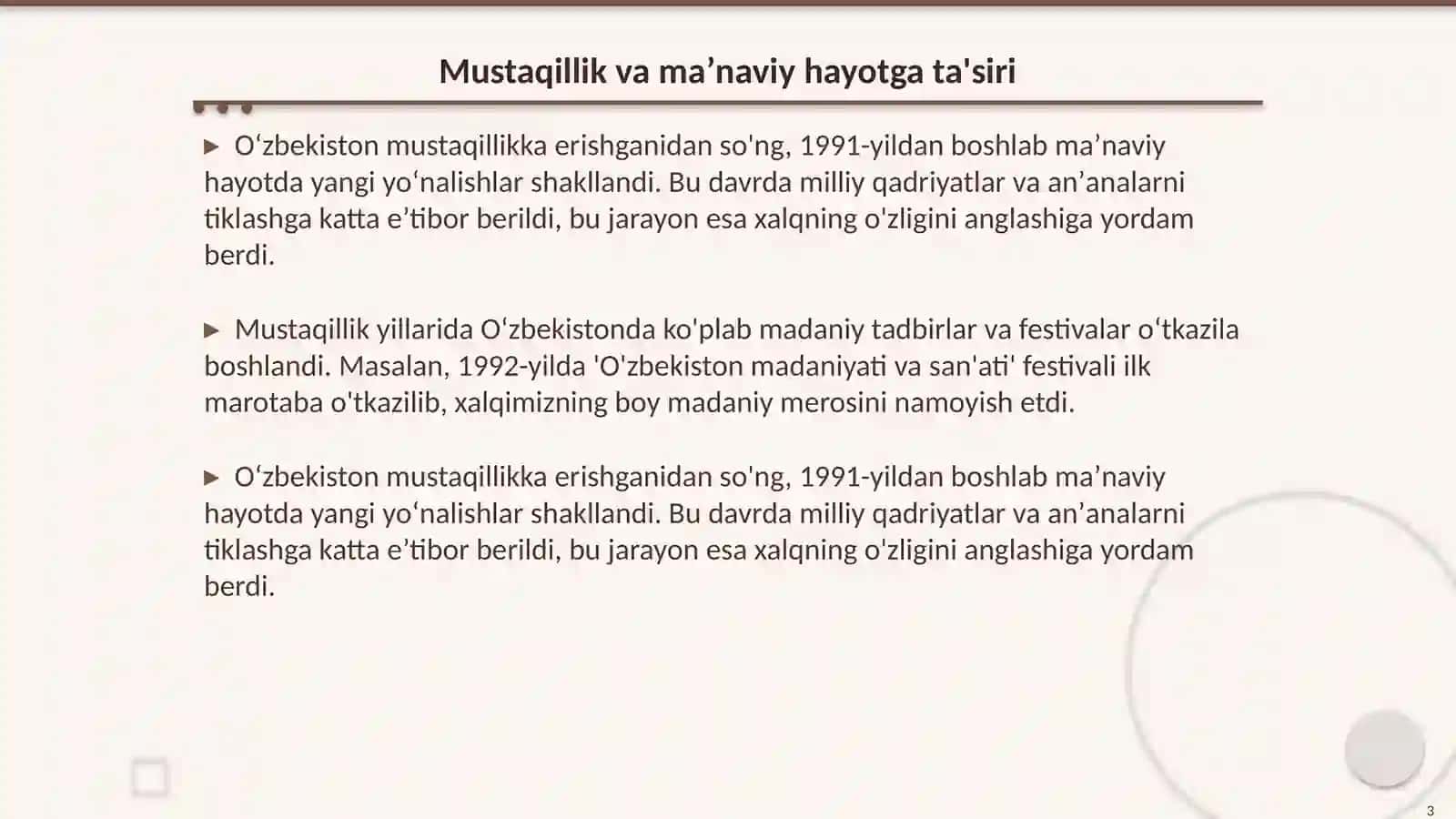 Oʻzbekistondagi maʼnaviy va madaniy hayot 3
